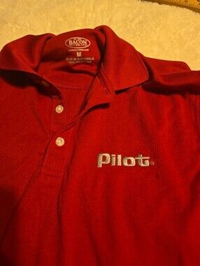 090126 Red pilot Employee  Uniform Work Shirt. Bacon brand. Medium#box 22dd